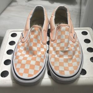 Womens vans peach checkered slip on size 9